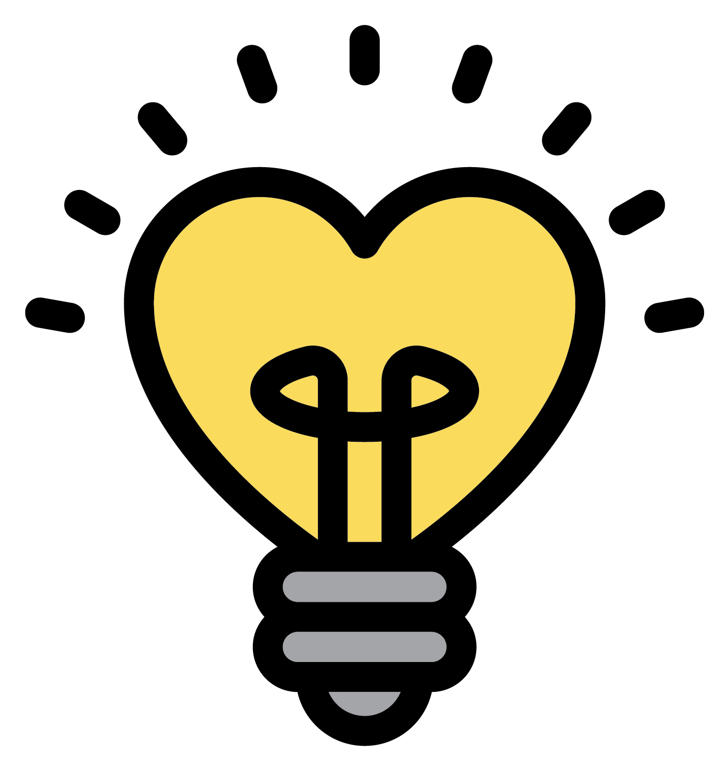 icon of a heart-shaped light bulb