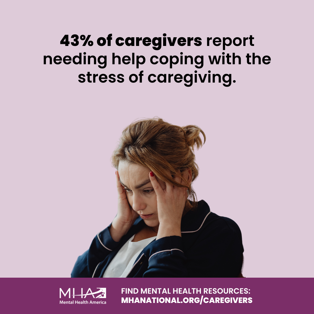 43% of caregivers report needing help coping with the stress of caregiving.