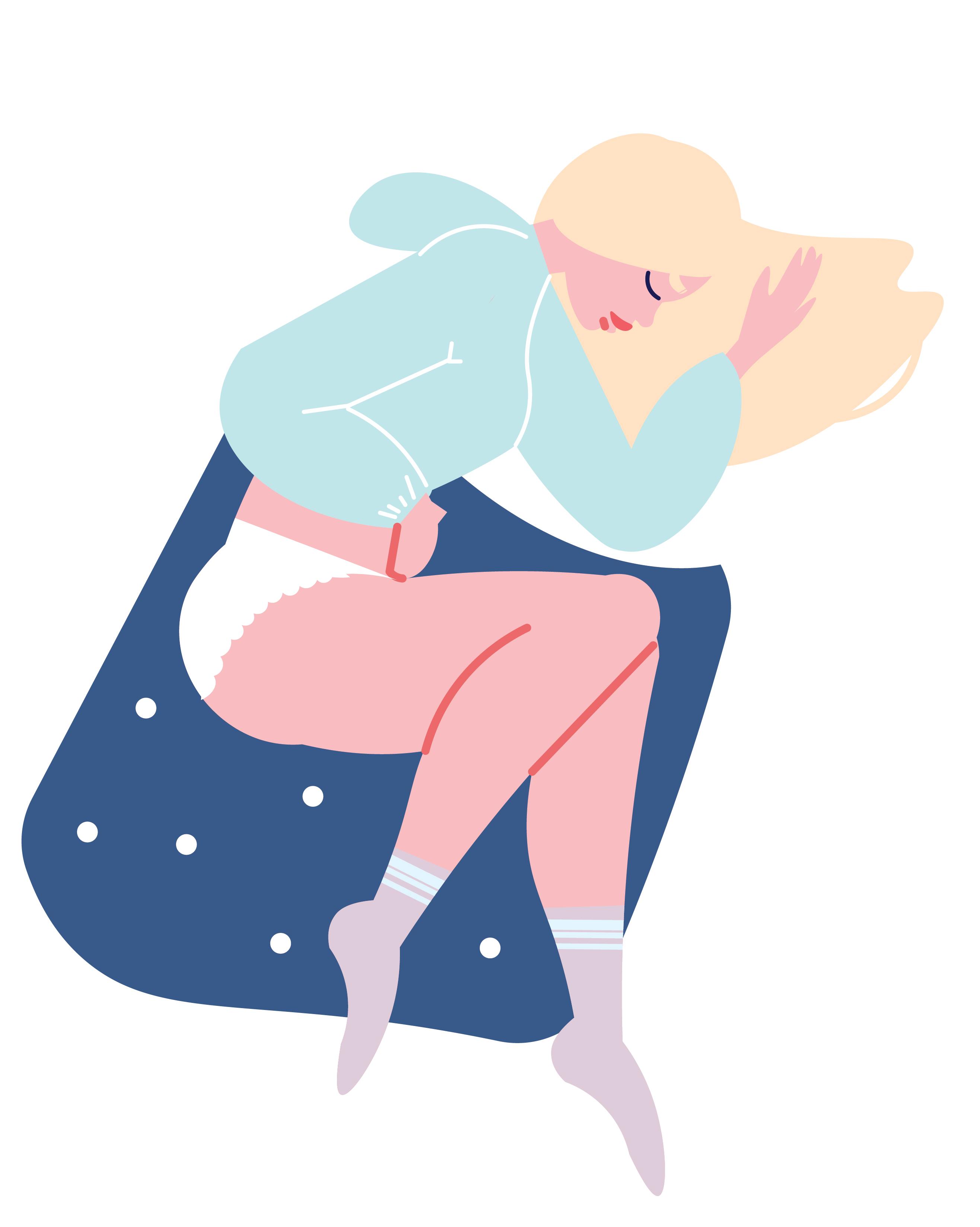 illustration of woman laying on bed