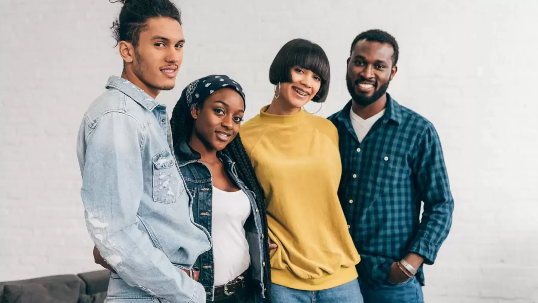 group of diverse people stand together