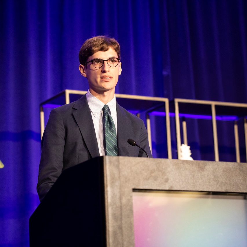 Sam Gerry accepts the mPower award at the 2022 Mental Health America Conference