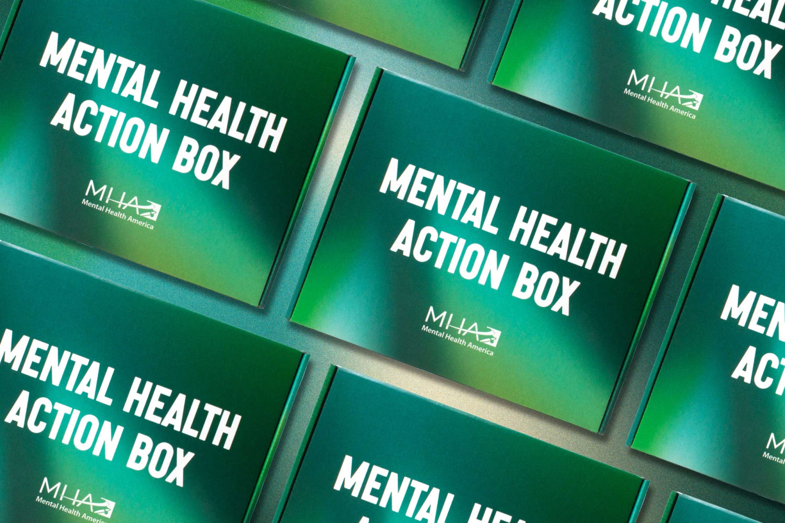 Mental Health Action Boxes tiled across image