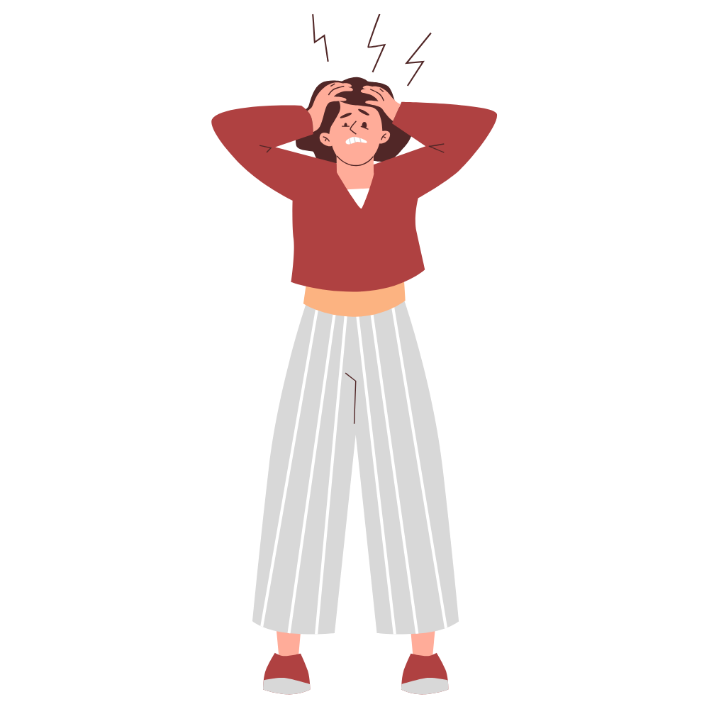 illustration of person holding head